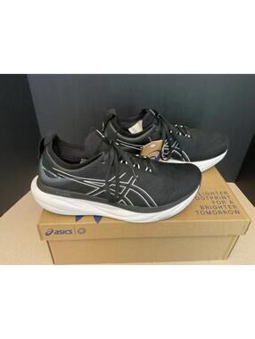 New! Store Return.Mens ASICS Gel Nimbus 25 Black/White Running Shoes. Size 10.5.